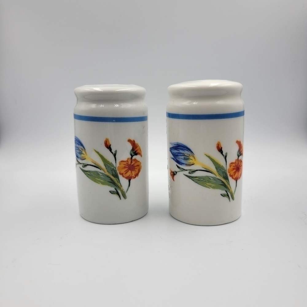 Colorful Vintage Floral Stoneware Salt & Pepper Shakers